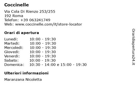 »Coccinelle a Roma (RM): Orari Apertura e Mappa .